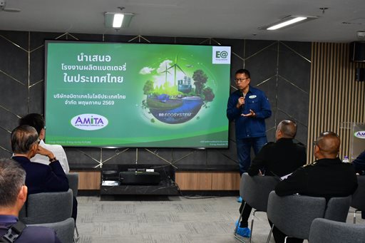 ๕ พ.ค.๖๙ จก.วท.กห. และคณะ เดินทางไปเยี่ยมชมกระบวนการผลิต พร้อมรับฟังการบรรยายสรุปเกี่ยวกับการผลิตแบตเตอรี่ลิเธียมไอออน ณ บริษัท อมิตา เทคโนโลยี (ประเทศไทย) จำกัด